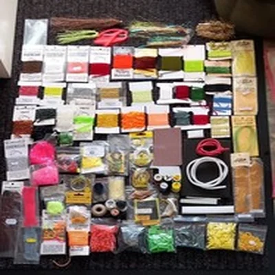 Lot 402. Fly Tying Materials.  Large Mixed Lot With Box. 