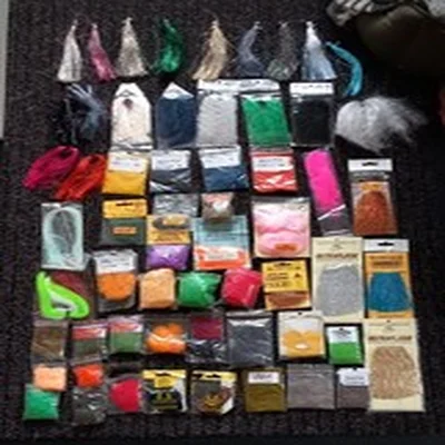 Lot (.)  Fly Tying Materials.  Large Mixed Lot With Box.