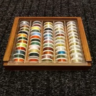60 Mixed Threads, Flosses, Tinsels Wires With Storage Box. Fly Tying Materials