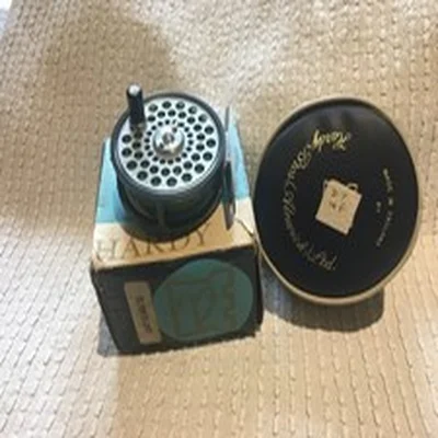 HARDY FLYWEIGHT TROUT FLY REEL WITH ZIP CASE AND CARD BOX