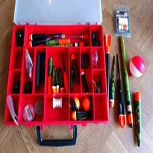 Plastic Organiser Case With Fishing Floats & Bobbers Plus Other Items As Photos