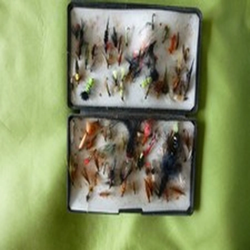 FLIES - FLY FISHING  VARIOUS SIZES. LARGE QUANTITY APPROX 80?  IN THEIR CASE.