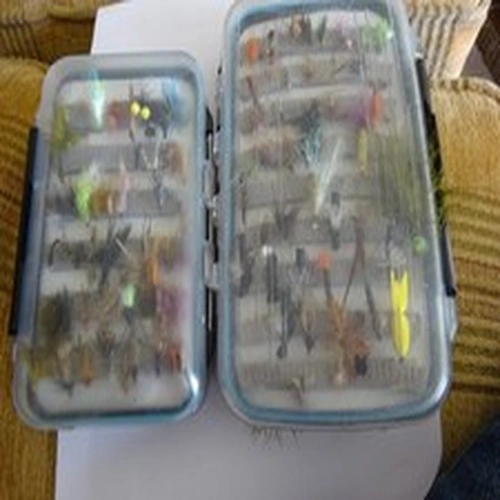 box of trout flies
