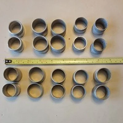 10 pairs of knurled aluminium reel bands in different sizes and styles