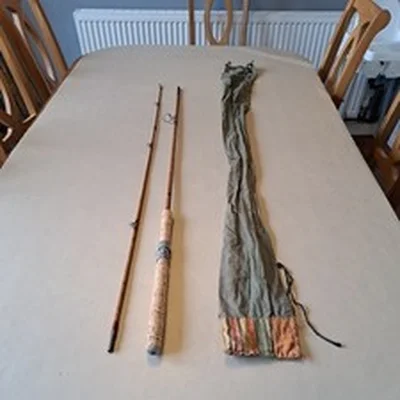 Vintage 7 ft split cane spinning rod, built by the Trossacks rod building co