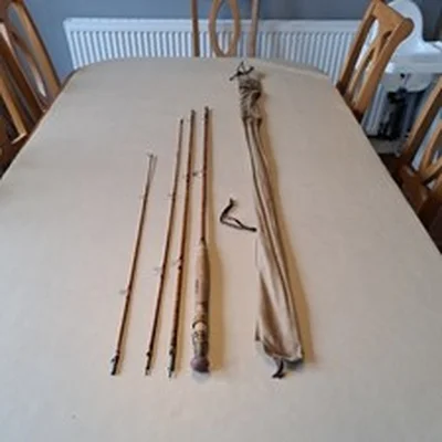 Vintage Split cane rod, marked Steel Centre either 9ft 6 or 10ft 6 swing tip eye