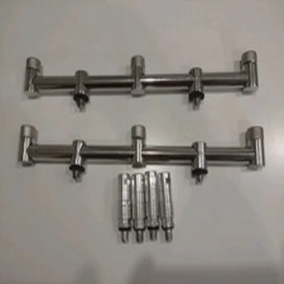 2 x Thick 30cm Stainless Steel Carp Fishing Goal Post Buzz Bars with 4 quick con