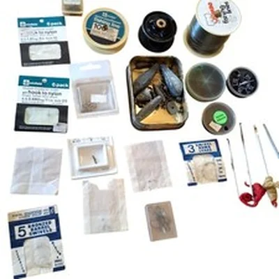 Vintage Fishing Accessory Bundle Hooks Lines Weights Swivels Assortment