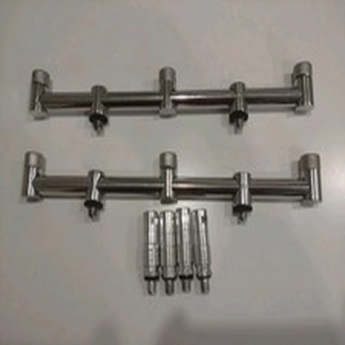 2 x Thick 30cm Stainless Steel Carp Fishing Goal Post Buzz Bars with 4 quick con