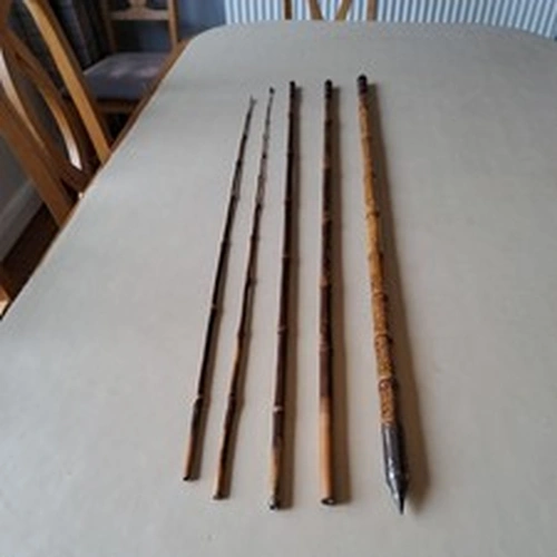 Vintage Japanese Tenkara Fishing Pole, 4 sections with spare top 14ft aprox
