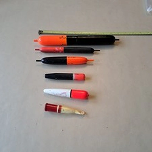 Six large fishing floats from 4 inch to 10 inches long