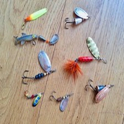 Classic spinners including Mepps and Blue Fox - lures for perch, trout, pike etc