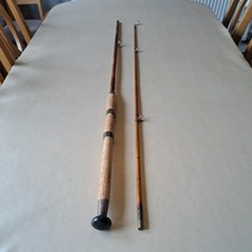 Split Cane Fishing rod by Lindop, 8 Ft 2 piece with white ceramic rings