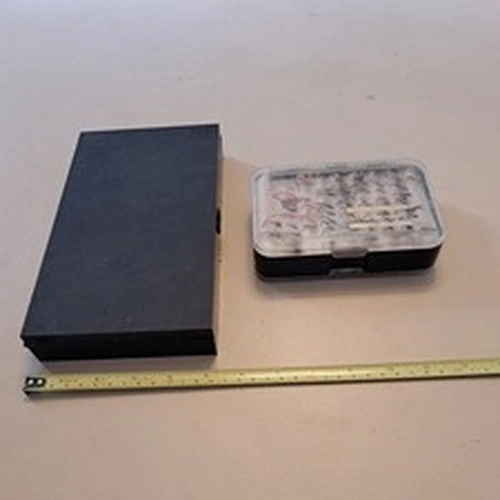 Shakespeare double sided fly box with dries and nymphs, and plastic fly box