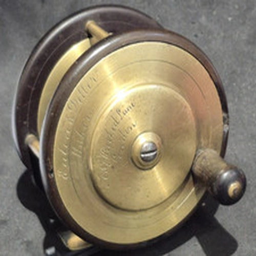Antique Eaton & Deller Brass Fishing Salmon Reel Rare Collectable Made in London