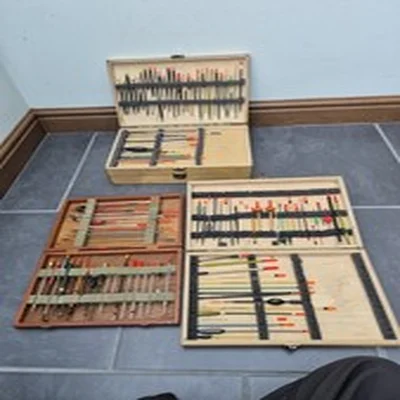 3 x Wooden Float Boxes With Coarse Fishing Floats