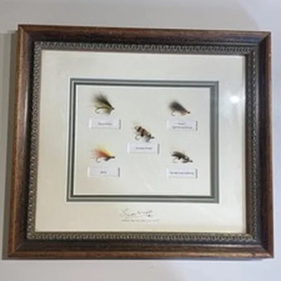 Sportfish Team England 2000-2002 Signed Mount Fly Fishing Flies Framed x 5 Flies