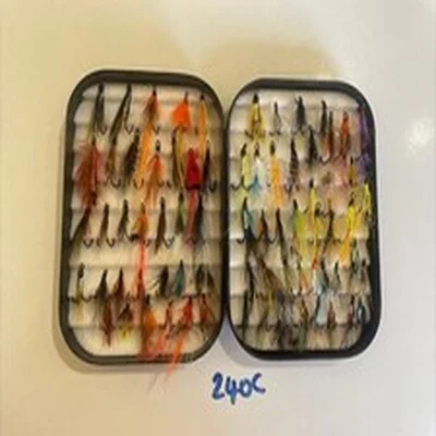 Richard Wheatley Fly Box Black With 75 Double & Treble Salmon & Sea Trout Flies