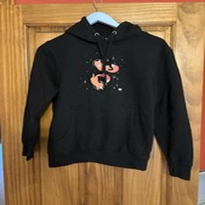Fox In Space Black Hoodie Size S - Used