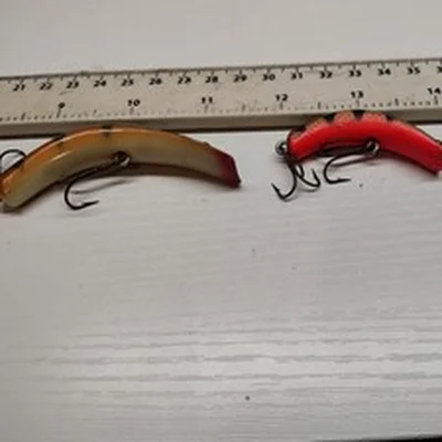 2×VINTAGE,WOODEN,KAUTZKY-LAZY IKE 3 --BASS,TROUT,PIKE FISHING LURES