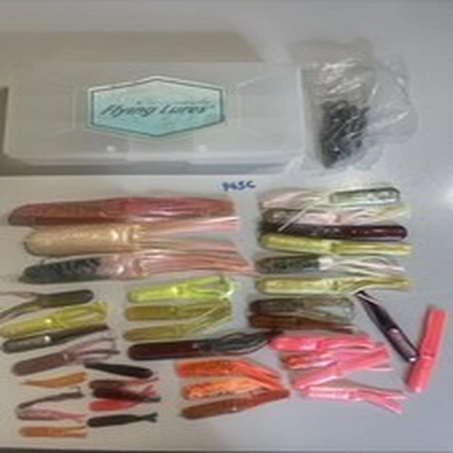 The Flying Lure Rubber Fishing Lures x38 + flying Lure Box + Hooks etc Mixed Lot