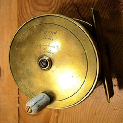 Antique HOLROYD (London) BRASS PLATE 3.5" SALMON REEL 1.5" Drum  Circa 1890's