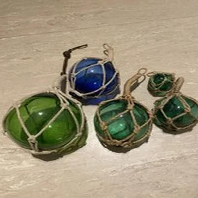 Vintage Glass Sea Floats Green And Blue Hand Blown