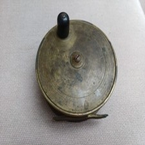 VINTAGE 4.25” BRASS PLATE WIND SALMON REEL