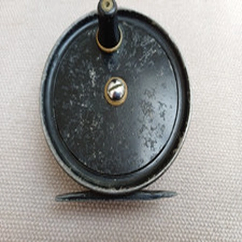 VINTAGE ALLCOCKS 3.25” ‘POPULAR’ TROUT FISHING REEL WITH EARLIER BRASS BADGE