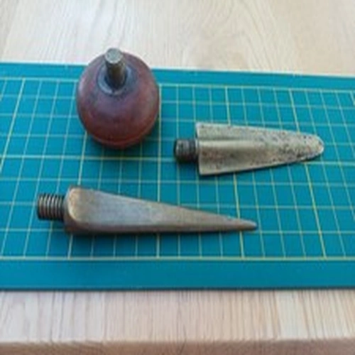 PAIR OF VINTAGE BRASS FISHING ROD BUTT SPEARS AND ROD BUTT