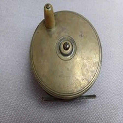 VINTAGE 4” BRASS PLATE WIND SALMON REEL