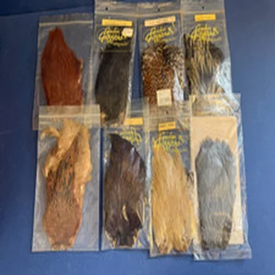 HEN/COCK CAPES FOR FLY TYING MOSTLY UNUSED. X 8 (GORDON GRIFFITHS)