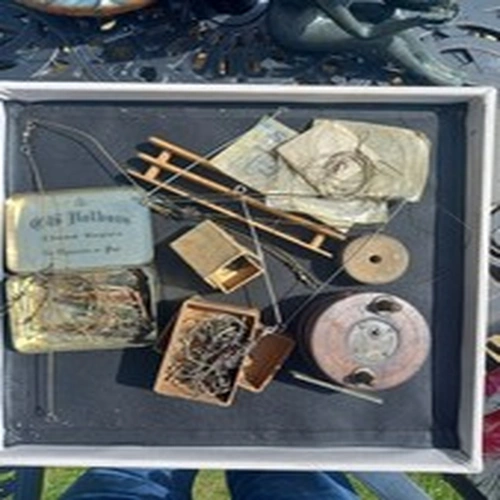 Vintage Fishing A Selection Of Tackle As Found