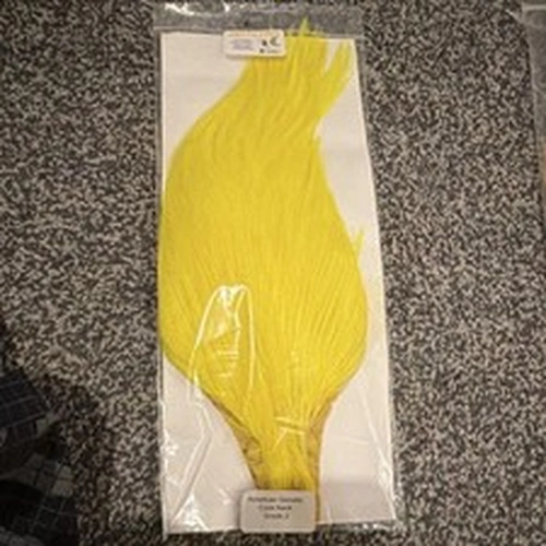 AMC Fly Tying Genetic Cock Neck Feather Grade 2 Yellow Fly Tying Material