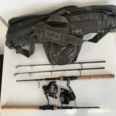 X2 cork Nash dwarf 6 foot 3lb Carp Rods with scope GT reels and 2 rod bags.   