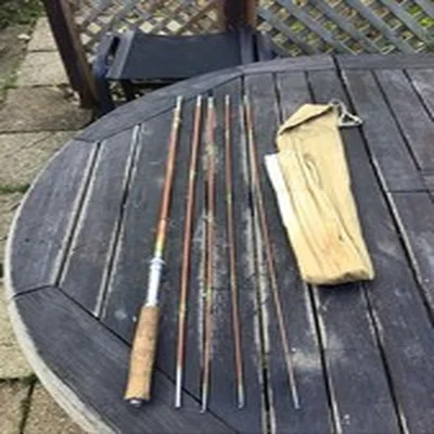 Vintage Sea Horse Split Cane 5 Piece Fishing Rod & Bag 