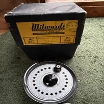 vintage milwards fly master fishing reel & box