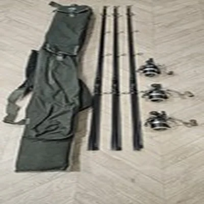 Sonik Carp Rods X3. Wychwood Exorcist Baitrunners X3. Nash Hooligun Rod Bag.
