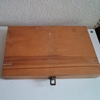 Vintage Wood Float Box, Blaze lined and new Float foam. 14.5 x 9.25inches.