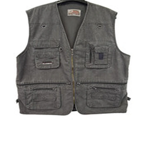 Fly Fishing Vest Gilet Grey fade Chest 48in Zip Multi pockets Logo Used EBSK5233