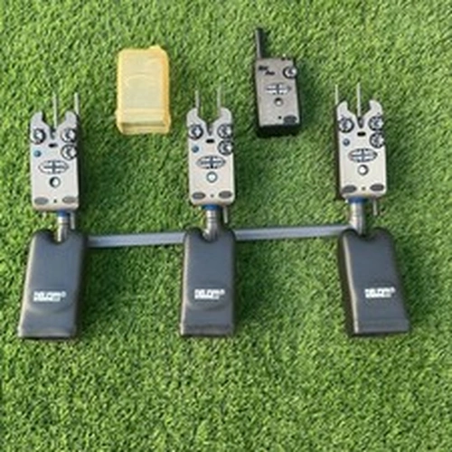 3 X  Blue Delkim Txi Plus Bite Alarms with Snag Ears and RX Pro Receiver.  