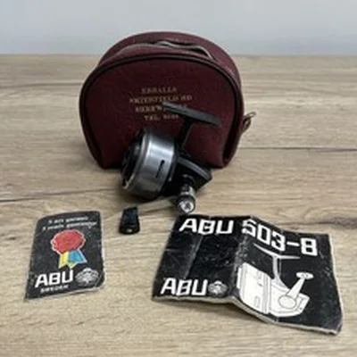 Vintage Abu 507 Mark 1 Fishing Reel with Paperwork and Vinyl Case