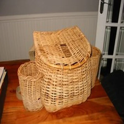 Vintage Wicker Fly Fishing Creel Salmon Trout Game Tackle Picnic Wine Basket Bag