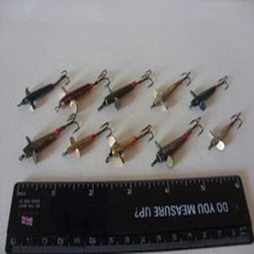 Joblot fishing tackle, little metal Devon Minnow lures, Salmon Sea Trout Pike