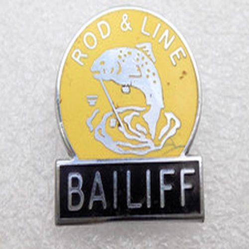 Vintage ' ROD & LINE BAILIFF ' Enamel Fishing Angling Pin Badge