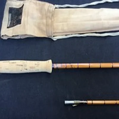 Vintage Hardy The Perfection” 8ft 6” 2 piece palakona split cane Fly Rod and bag