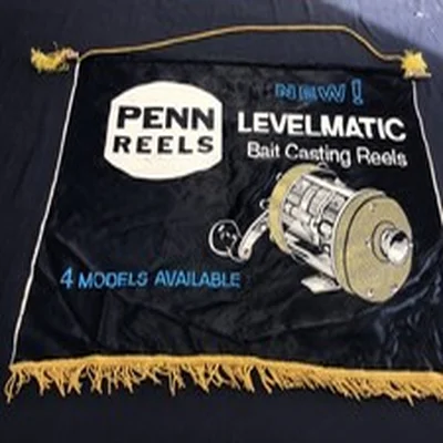 Vintage PENN REELS Levelmatic Advertising Banner 1960s Tackle Shop Display