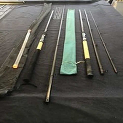 Lot of 2 x Vintage Shakespeare carbon fibre Feeder Rods, tips and bags