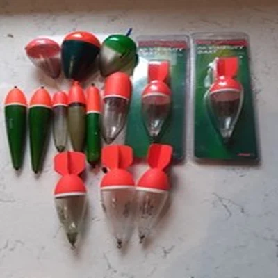 collection of 14 pike fishing floats