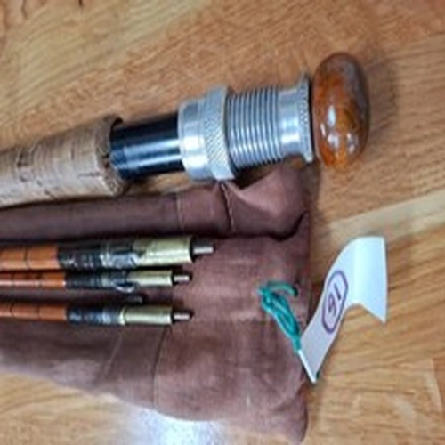 Vintage Split Cane Fly Fishing Rod. 9' 6". 3 piece with two tip sections